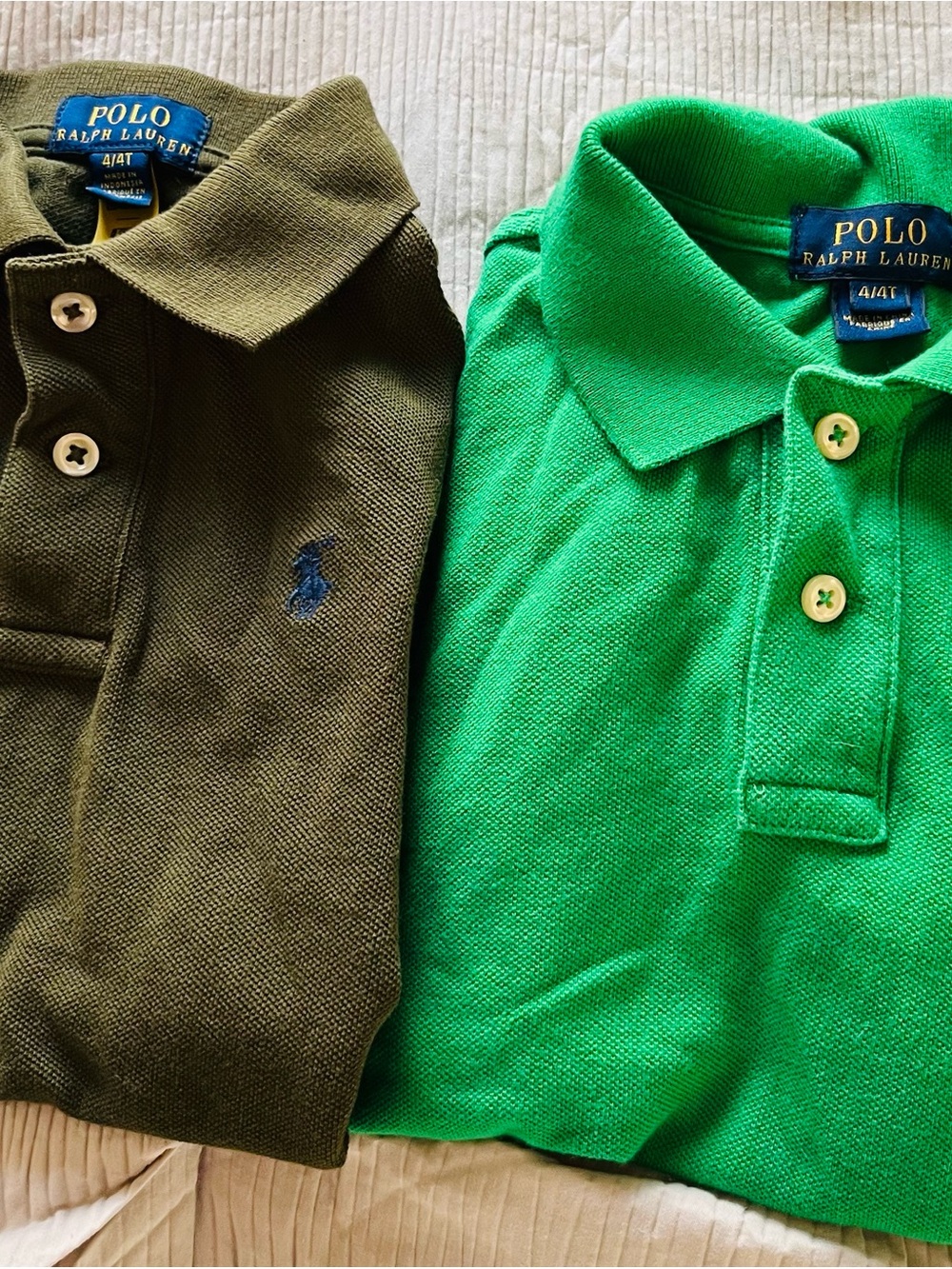 Polo by Ralph Lauren Olive & Bright Green Cotton Polo Sweaters